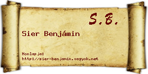 Sier Benjámin névjegykártya